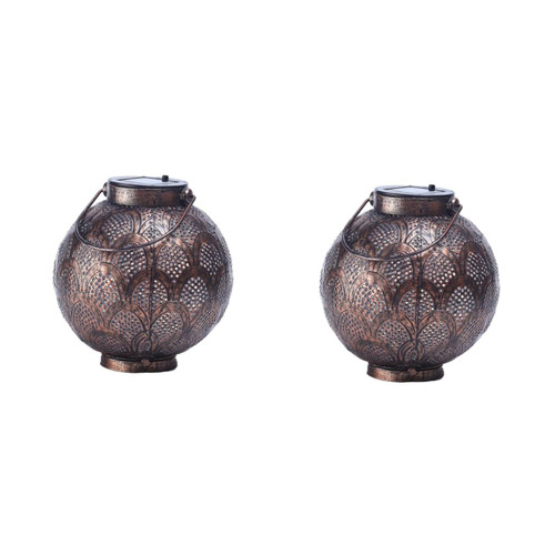 Uonlytech 2pcs Solar Lantern Vintage Lantern Outdoor Garden Lights Retro Desk Lamp Outdoor Pendant Light Pathway Lighting Decor Solar Powered Lanterns Solar Light Hanging Wrought Iron