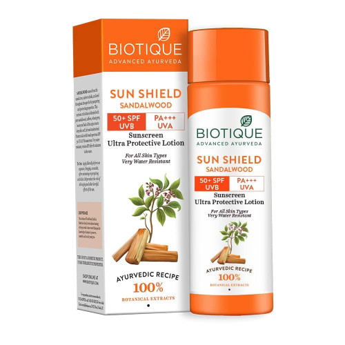 NACHT Bio Sandalwood Sunscreen Ultra Soothing Face Lotion, SPF 50+ |Ultra Protective Lotion| Keeps Skin Soft, Fair and Moisturized| Water Resistant| For All Skin Types| 120ml