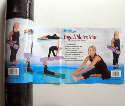 AGM Group Aeromat Elite Yoga/ Pilates 1/4-inch Thick Mat with Carrying Harness Black