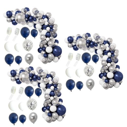 Gadpiparty 3 Sets White and Blue Balloon Chain Baby Shower Balloons Latex Balloons Kit Wedding Party Decoration Blue Wreath Infant Suit Birthday Party Balloons Emulsion Arch Combination Bride