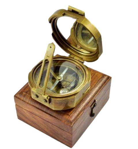 Nautical Collectibles Item Gift Vintage Maritime Brass Brunton Compass with Box