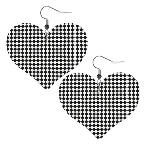 Leather Earrings For Women Checkerboard Chess Lightweight Heart Earrings Festival Jewelry For Women Girls