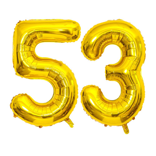 XLOOD Number 53 Balloons 32 inch Digital Balloon Alphabet 53 Birthday Balloons Digit 53 Helium Balloons Big Balloons for Birthday Party Supplies Wedding Bachelorette Bridal Shower, Gold Number 53th