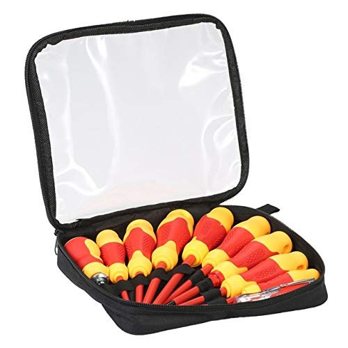 Screwdriver 10 in 1 multitool 1000V Insulated hand Tools kit Screwdriver Kits Set + Magnetic Slotted Occus Bits Electrical Work Multi-Bit - (Color: Red)
