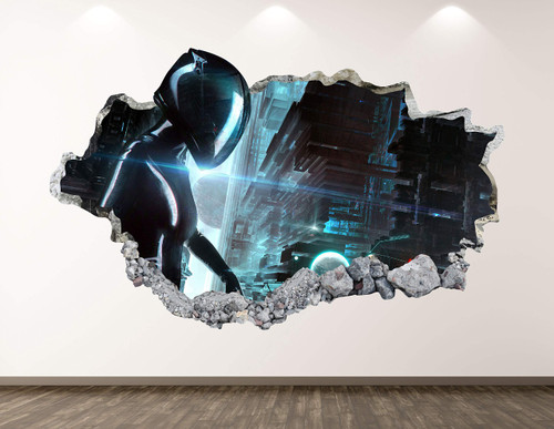 West Mountain Futuristic Soldier Wall Decal Art Decor 3D Smashed Robot Sticker Poster Kids Room Mural Custom Gift BL181 (42" W x 24" H)