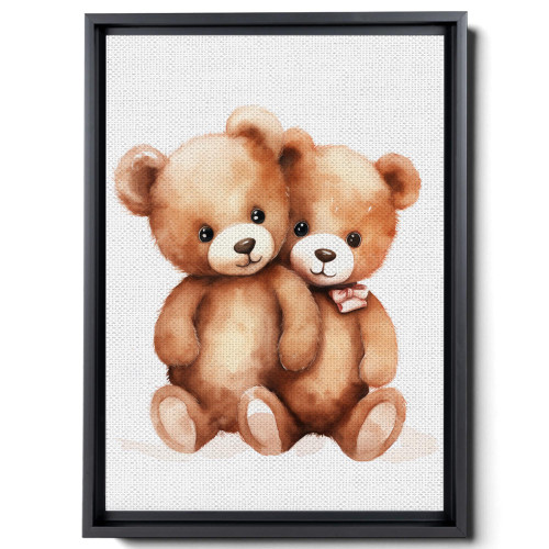 Soft Teddy Bears In Watercolor, Watercolor Two Teddy Bears Holding Each Other, A Watercolor A Teddy Bear And A Tiger Cub, Modern Art Decor, Canvas