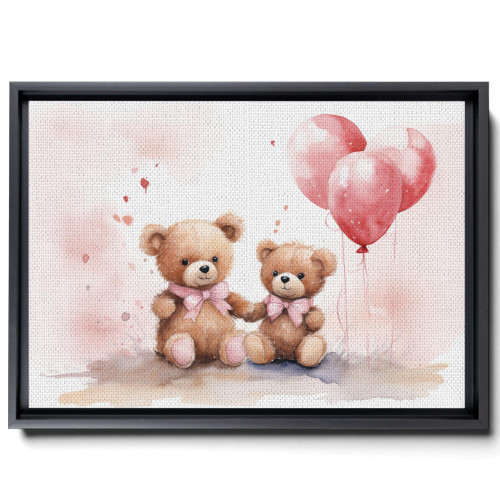 Soft Teddy Bears In Watercolor, Watercolor Two Teddy Bears Holding Each Other, A Watercolor A Teddy Bear And A Tiger Cub, Modern Art Decor, Canvas Prints