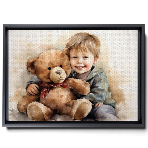 Soft Teddy Bears In Watercolor, Watercolor Two Teddy Bears Holding Each Other, A Watercolor A Teddy Bear And A Tiger Cub, Modern Canvas Art, Canvas
