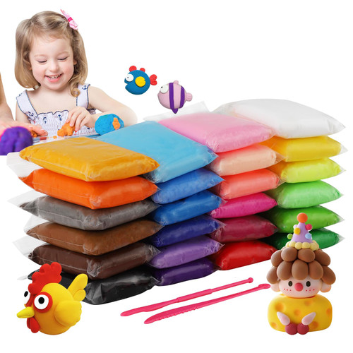 Wolwefa Modeling Clay Kit - 24 Colors Air Dry Ultra Light Clay, Magic Clay, DIY Molding Clay for Kids, DIY Clay Kit with Sculpting Tools, Decoration Accessories, Kids Art Crafts Wolwefa Modeling Clay Kit - 24 Colors Air Dry Ultra Light Clay, Magic Clay, DIY Molding Clay for Kids, DIY Clay Kit with Sculpting Tools, Decoration Accessories, Kids Art Crafts
