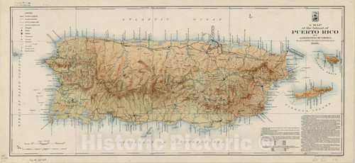 Historic Pictoric Map : Puerto Rico 1899, A map of The Island of Puerto Rico, Antique Vintage Reproduction : 24in x 11in Historic Pictoric Map : Puerto Rico 1899, A map of The Island of Puerto Rico, Antique Vintage Reproduction : 24in x 11in