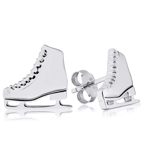 Ice Skate Charm Earrings - Sterling Silver Figure Skating Charm Studs