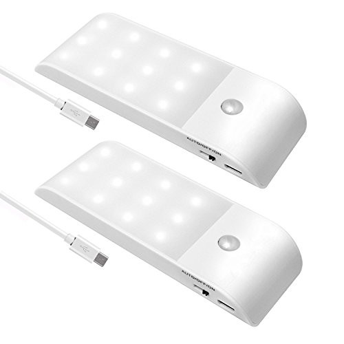 Cuby motion sensor night light Motion Sensor intelligent Night Light Portable Wireless 12 LED Wardrobe Light with Magnetic Strip DIY Stick-on Anywhere for Cabinet Wardrobe (white 2 pack)