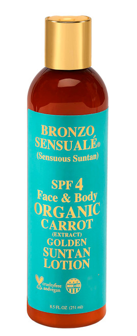 Bronzo Sensuale Sunscreen Deep Golden Tanning Organic Carrot Lotion 8.5 Ounces (SPF 4)
