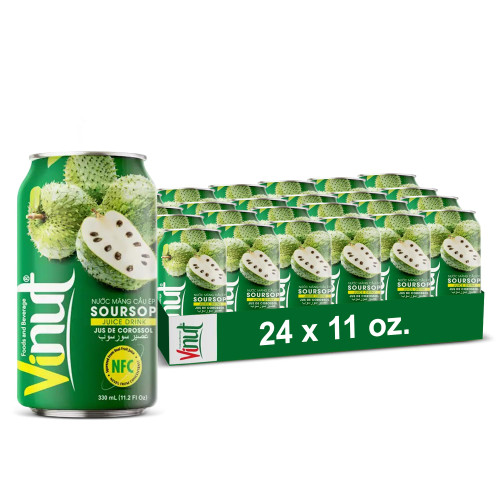 Vinut Soursop Juice Guanabana Juice With Pulp (11.1 fl oz, Pack 24), Real Guanabana Soursop Graviola Drink, Fresh, NON GMO, Not from Concentrate (NFC)