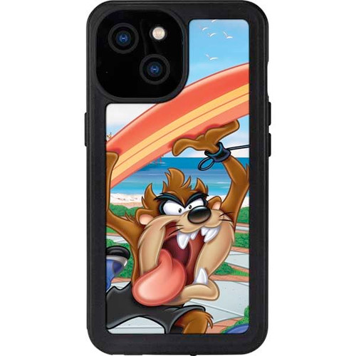 Skinit Waterproof Phone Case Compatible with iPhone 15 - Officially Licensed Looney Tunes Tasmanian Devil Surfboard Design