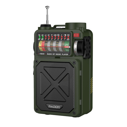 Raddy RE40 Portable Shortwave Radio FM/AM/SW/WB Receiver, 4000mAh Emergency Radio with Bluetooth and NOAA Alerts, Pocket Radio Rechargeable