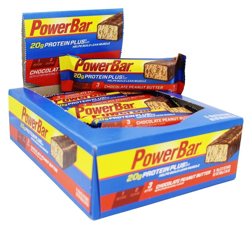 Powerbar 20g Protein Plus Bars, Box of 15 - Chocolate Peanut Butter
