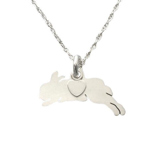 Sterling Silver Bunny Rabbit silhouette charm Necklace Pet memorial jewelry Sterling Silver Bunny Rabbit silhouette charm Necklace Pet memorial jewelry