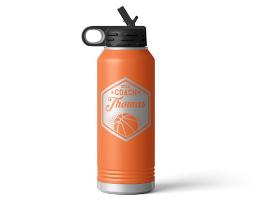 Basketball, Basketball Coach, Personalized Basketball Tumbler, Basketball, basketball gift, basketball coach (32oz Water Bottle, Orange)