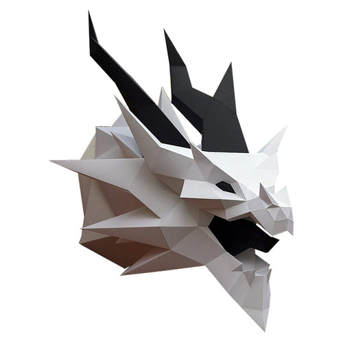WLL-DP Personalized 3D Dragon Head Wall Decoration Handmade Game Paper Sculpture Geometric Paper Craft DIY Origami Puzzle Paper Toy Paper Model
