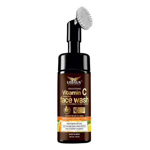 MENT Brightening Vitamin C Foaming Face Wash With Built-In Face Cleanser Brush For Deep Cleansing, Skin Brightning-No Parabens 150 ml MENT Brightening Vitamin C Foaming Face Wash With Built-In Face Cleanser Brush For Deep Cleansing, Skin Brightning-No Parabens 150 ml