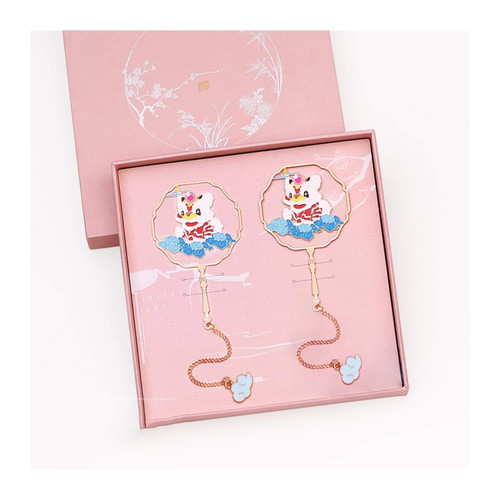 JKXWX Bookmark Exquisite Hollow Dance Lion Bookmarks Cultural and Creative Bookmark Classical Book Marker, Gifts for Readers Women and Children (Tassel+Pendant) Bookmarker (Color : A)