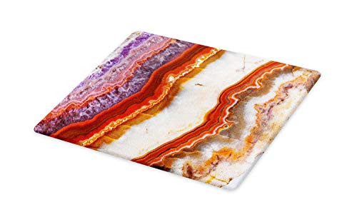 Lunarable Marble Cutting Board, Gradient Macro Quartz Rock Surface with Natural Minerals Glazed Beauty Artsy Display, Decorative Tempered Glass Cutting and Serving Board, Small Size, Multicolor