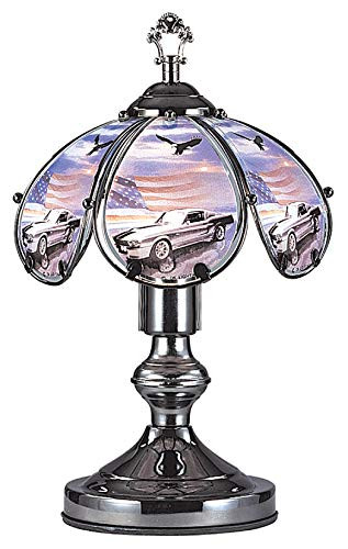 OK Lighting 14" Touch Lamp with Hot Rod, Bald Eagle and US Flag