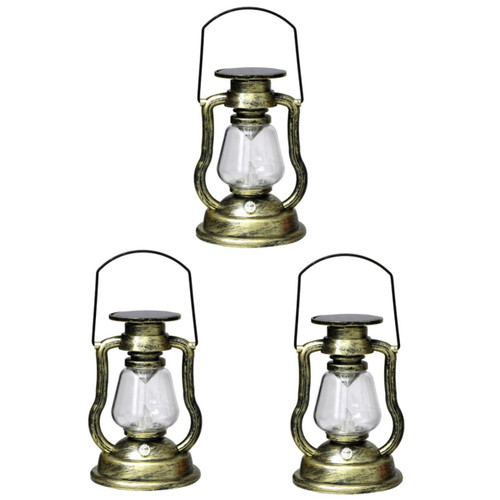 Uonlytech 3 Pcs Solar Kerosene Lamp Indoor Solar Lights for Home Halloween Decor Retro Kerosene Lamp Desk Lamp Led Mini Lantern Solar Powered Lights Outdoor Household Abs Garden Light