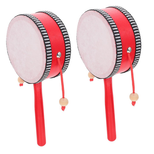 Totority 8 Pcs Wave Drum Balance Drum Rattle Musical Hand Drum Montessori Rattle Education Toys Hand Drum Rattle Kids Educational Toys Monkey Drum Hand Rattles Toy Drum Cartoon Wooden Baby