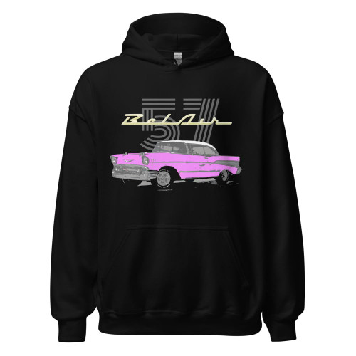 JG Infinite Pink 57 Chevy Bel Air Hardtop Classic Car 1957 Belair Unisex Hoodie