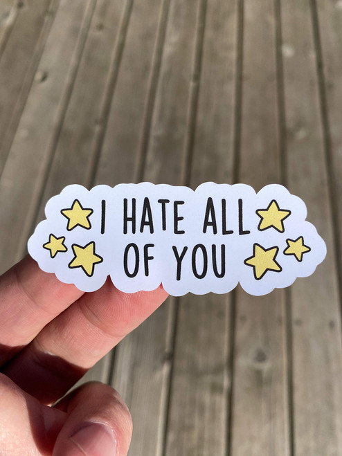 I Hate All Of You Sticker, Laptop Sticker, Water Bottle Sticker, Phone Sticker, Window Sticker, Funny Sticker, Sarcastic Sticker