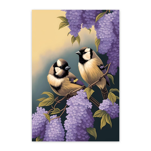 VUEDJRO Purple Flowers Birds Diamond Art Painting Kits for Adults - Round Full Drill Diamond Dots Paintings for Beginners, 5D DIY Bird Diamond Painting Gem Art Painting Kits 20x30 Inch