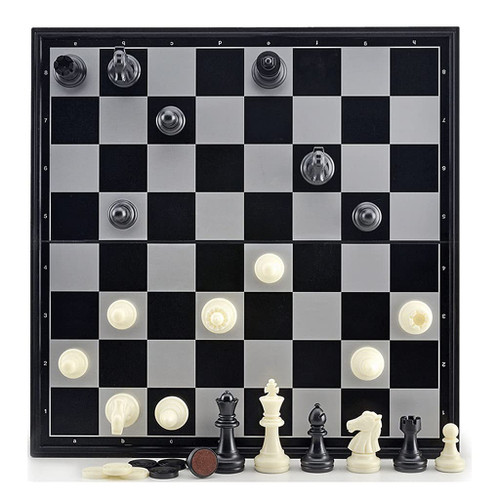 Chess Game Magnetic Travel Chess Set 2-in-1 Chess &Checkers Board Game Set with Folding Chess Board Portable Board Game for Kids 10" International Chess Gift (Color : Chess Set S)