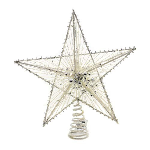 Kurt Adler 11" WIRE WHT STAR W/SLV BEADS TREETOP