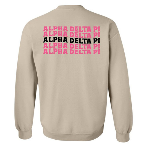 Kite and Crest Alpha Delta Pi Sweatshirt - ADPI Pink Waves Sorority Crewneck Sweatshirt