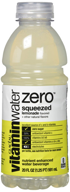 vitaminwater zero squeezed, lemonade flavored, electrolyte enhanced bottled water with vitamin b5, b6, b12, 20 fl oz, 12 pack vitaminwater zero squeezed, lemonade flavored, electrolyte enhanced bottled water with vitamin b5, b6, b12, 20 fl oz, 12 pack