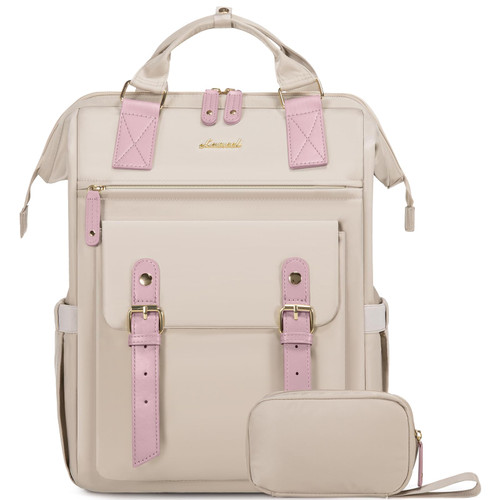 LOVEVOOK Laptop Backpack for Women Work Travel Backpack Purse, Nurse Bags Teacher Doctor Commuter Business Computer Bag, College Backpack Stylish Daypack, 15.6 Inch, Beige-pink LOVEVOOK Laptop Backpack for Women Work Travel Backpack Purse, Nurse Bags Teacher Doctor Commuter Business Computer Bag, College Backpack Stylish Daypack, 15.6 Inch, Beige-pink