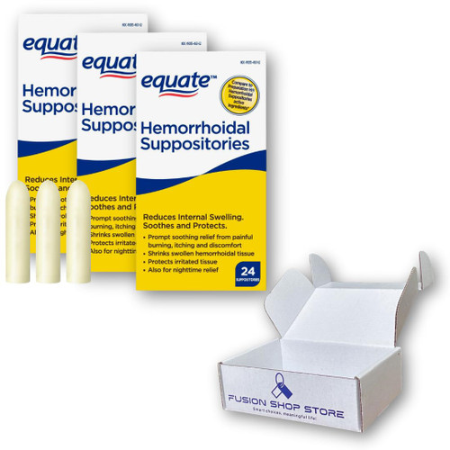 Hemorrhoid Suppository, Equate, Relief from Burning, Itching and Discomfort of Hemorrhoids, 24 Count (3) Boxed by Fusion Shop Store Hemorrhoid Suppository, Equate, Relief from Burning, Itching and Discomfort of Hemorrhoids, 24 Count (3) Boxed by Fusion Shop Store