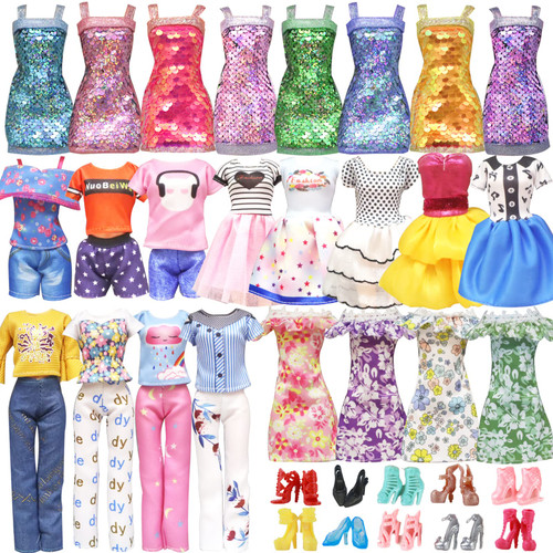 20 Pcs Doll Clothes and Accessories for Barbie Handmade 3 Sequins Dresses 4 Fashion Dresses 3 Tops and Pants Casual Outfits 10 Shoes for 11.5 inch Girl Dolls in Random 20 Pcs Doll Clothes and Accessories for Barbie Handmade 3 Sequins Dresses 4 Fashion Dresses 3 Tops and Pants Casual Outfits 10 Shoes for 11.5 inch Girl Dolls in Random