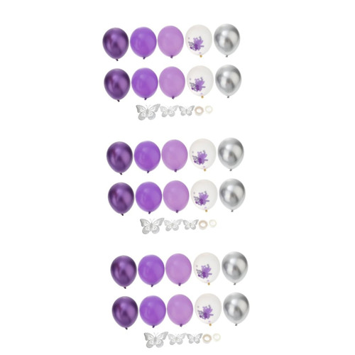 Gadpiparty 3 Sets Balloon Suit Black Decor Gold Balloons Black and Gold Balloon Garland Kit Wedding Latex Butterflies Theme Balloons Ballon Arch Purple Balloon Chain Emulsion Baby Rose Gold
