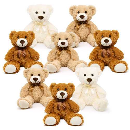 8 Packs Bulk Teddy Bears - 13 inch Brown White Teddy Bear Stuffed Animal Plush, Cute Soft Stuffed Teddy Bear Pack Plush Toy Little Teddy Bear, Plush Teddy Bear for Baby Shower Birthday Christmas