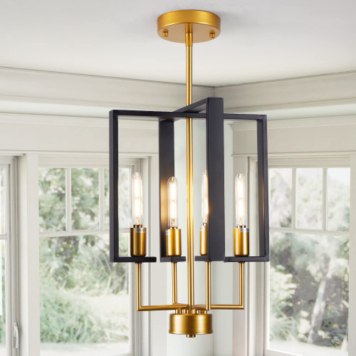 youngrender Gold Farmhouse 4 Light Pendant Lighting, Industrial Lantern Chandelier with Farmhouse Metal Cage, Modern Pendant Light Fixtures Hanging for Dining Room Kitchen Island Entryway Foyer youngrender Gold Farmhouse 4 Light Pendant Lighting, Industrial Lantern Chandelier with Farmhouse Metal Cage, Modern Pendant Light Fixtures Hanging for Dining Room Kitchen Island Entryway Foyer