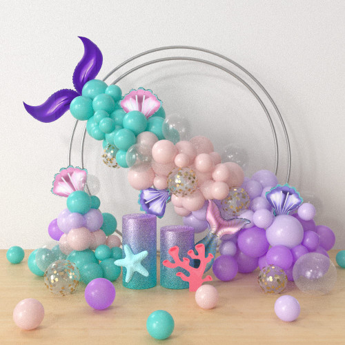 HYOWCHI Mermaid Birthday Decorations Balloon Arch - 125 Pcs Mermaid Party Supplies Balloon Garland Arch Kit, Pink Purple Mermaid Tail Balloon Arch For Mermaid Birthday Baby Shower Decorations HYOWCHI Mermaid Birthday Decorations Balloon Arch - 125 Pcs Mermaid Party Supplies Balloon Garland Arch Kit, Pink Purple Mermaid Tail Balloon Arch For Mermaid Birthday Baby Shower Decorations