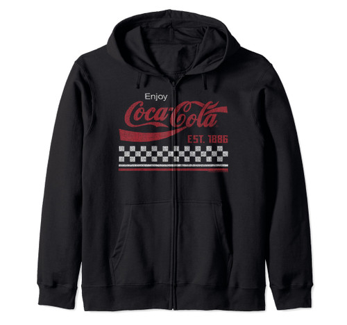 Coca-Cola Established 1886 Checkerboard Logo Zip Hoodie