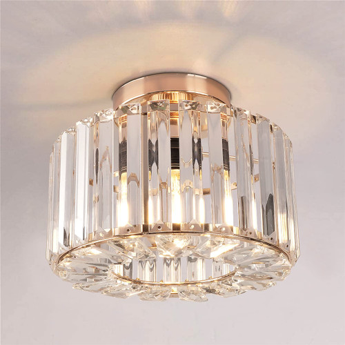 Semi Flush Mount Ceiling Light - Crystal Chandelier Modern Ceiling Light Fixture Hallway Light Fixtures Ceiling Gold Flush Mount Ceiling Light for Porch Kitchen Bedroom Living Room Entryway