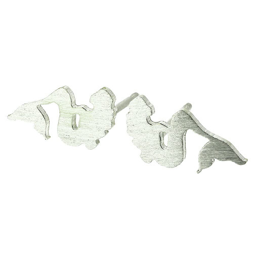 Mermaid Stud Earrings Brushed Sterling Silver Handmade in USA