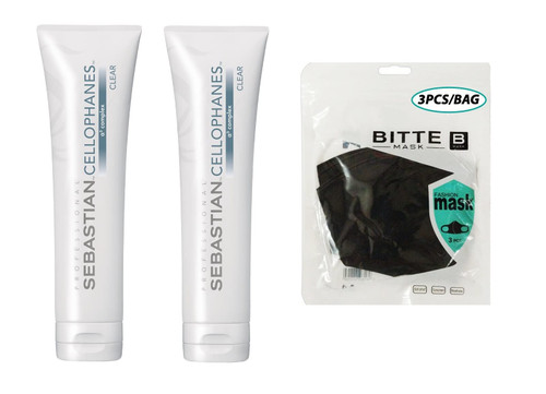 CELLOPHANES Clear, Color Revitalizer with A3 Complex (Clear - 10.1 oz / 300 ml) (2pack) w/Fashion Mask 3pcs