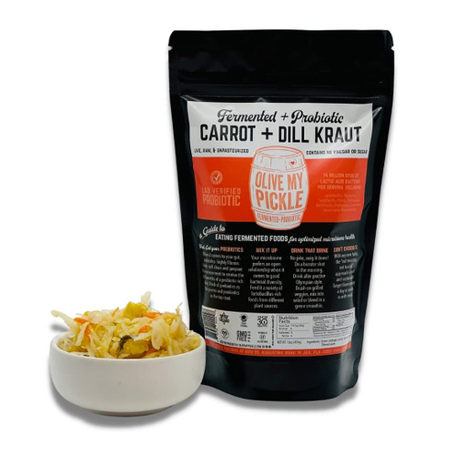 Olive My Pickle Fermented Sauerkraut - 48 Ounces | 3-Pack Bundle of Probiotic Carrot and Dill Sauerkraut with Natural Probiotics for Gut Health - Great for Sandwiches, Salads, Asian Dishes, and Meat Olive My Pickle Fermented Sauerkraut - 48 Ounces | 3-Pack Bundle of Probiotic Carrot and Dill Sauerkraut with Natural Probiotics for Gut Health - Great for Sandwiches, Salads, Asian Dishes, and Meat