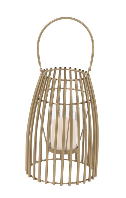 Deco 79 Contemporary Metal Solid Lantern, 8" x 8" x 12", Gold